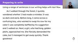 Writing a paragraph of a diary entry based on 'Into the Forest' Instructional Video