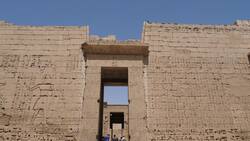 Egypt, Medinet Habu - Mortuary Temple of Ramesses III - 2nd Pylon Stock Footage