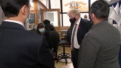 Boris Johnson meeting staff and vaccine recipient in Newham News Clip