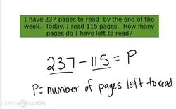 Solving Subtraction Word Problems Using Variables Instructional Video