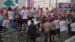 Manchester fan park celebrating England's win over Germany News Clip