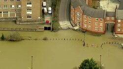 Aerial shots of water levels along the River Severn... News Clip