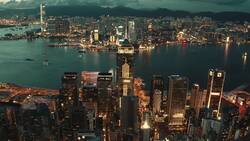 Hong Kong's Skyline Wonders Revealed in Aerial Drone Footage Stock Footage