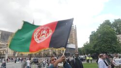 Former Afghan interpreters for the British army protest in Parliament Square News Clip