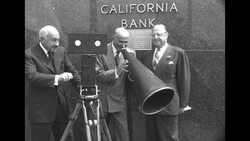 Cecil B. DeMille, Jesse Lasky, and Samuel Goldwyn put up plaque for "The Squaw Man," first American feature-length movie News Clip