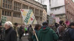 Protesters stand outside Bristol Crown court over Edward Colston statue trial News Clip