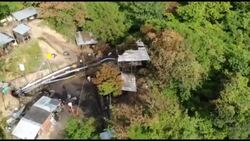 CLEAN : AERIAL SHOTS of the Colombian coal mine where 14 miners are trapped News Clip