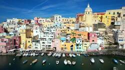 Ischia Aerial View: Italy's Island of Beauty Unveiled by Drone Stock Footage