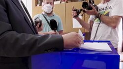 CLEAN : Montenegrin opposition leader votes in parliamentary elections News Clip