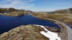 Mountains landscape. Norwegian scenic route Aurlandsfjellet Stock Footage