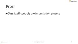 Creational Design Patterns in Modern C++ - Pros and Cons - highlights the pros and cons of the singleton design patterns Instructional Video
