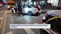 Police: Man arrested following crash involving NYPD car, multiple vehicles in Belmont News Clip