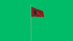 albanian flag Rising Stock Footage