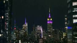 Empire State Building lit up in purple and gold for Kobe Bryant Instructional Video