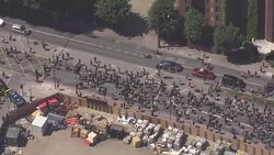 Aerials of crowds in a Black Lives Matter protest in London News Clip