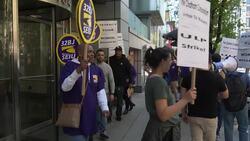 Workers at Midtown building go on strike, say building on hostility campaign, violating federal labor laws News Clip