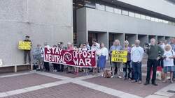 Protesters gather outside the Consultative Forum on International Security Policy in Cork News Clip