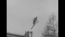 Ski jumpers Aulis Kallakorpi and Antti Hyvarinen of Finland ski in the 1956 Winter Olympics News Clip