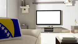 Couch and TV With Flag of Bosnia and Herzegovina Stock Footage