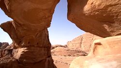 Wadi Rum - sandstone desert landscape, beautiful sandstone forms Stock Footage