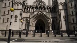 CLEAN: Exterior shots of Royal Courts of Justice RCJ building entrance during Court of Appeal's judgment today refusing an injunction to pause the removal of refugees to Rwanda. on 14th June 2022 London, United Kingdom. News Clip
