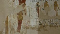 Egypt, Theban Necropolis, Valley of the Kings - Tomb of Merneptah (KV8) - Hieroglyphs Stock Footage