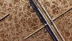 Aerial view to sewage treatment plant. Grey water recycling. Waste management theme. Stock Footage