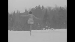 Figure skating star Maribel Vinson takes daily exercise at Lake Placid, NY, in the snow News Clip