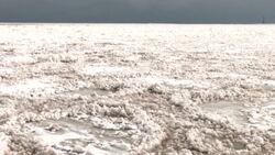 CLEAN : Ice chunks undulate on Lake Michigan after major snowstorm News Clip