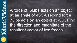 Find the direction and magnitude of the resultant vector of two forces Instructional Video