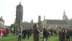 Hospitality workers protesting in Parliament Square News Clip