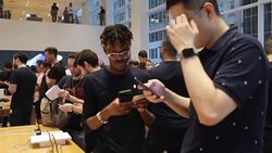 New Apple iPhone X and New Apple Watch Go On Sale In Stores Stock Footage