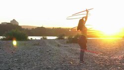 girl with Hoop in nature Stock Footage