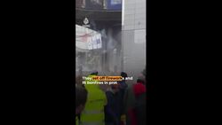 EU Parliament building egged by farmers News Clip