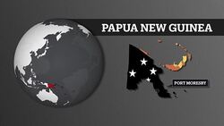 Earth Sphere Map and Papua New Guinea Country Map with National Flag Stock Footage