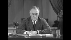 During Great Depression, President Franklin D. Roosevelt delivers "fireside chat" radio broadcast from White House in Washington, DC News Clip