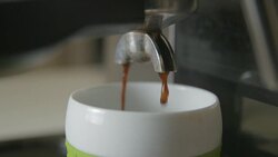 Coffee espresso machine close up slowmotion, 4K DCI PRORES HQ Stock Footage