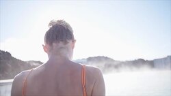 20-29 Years, Adult,Blue, Blue Lagoon - Iceland, Body Care, Capital Cities, Cheerful, Famous Place, Females, Geothermal Reserve, Happiness, Health Spa, Healthy Lifestyle, Heat - Temperature, Hot Spring, Iceland, Icelandic Culture, Journey, Leisure Activity Stock Footage