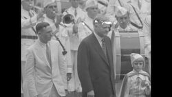 President Herbert Hoover poses for photos with taken with Florida boys' drum and bugle corps News Clip