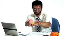 Devil give golden coin in halloween themes Stock Footage