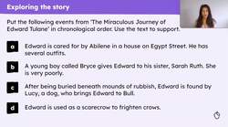 Developing understanding of 'The Miraculous Journey of Edward Tulane' through rich discussion Instructional Video