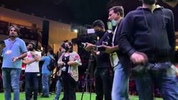 CLEAN : Crowd line up to take photo with World Cup trophy in Qatar News Clip