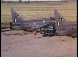Farnborough Airshow - the Lightening fighter jet Stock Footage