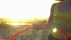 girl with Hoop in nature Stock Footage