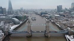 CLEAN : Britain: London seen from above after the first snow of the winter News Clip