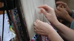 Silk carpet with hand woven Stock Footage