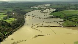 Aerial shots of water levels along the River Severn... News Clip