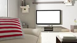Couch and TV With The United States of America's Flag Stock Footage