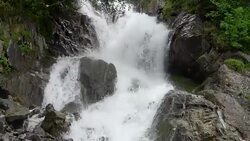 View waterfall scenes in mountains, national park Dombai, Caucasus, Russia Stock Footage