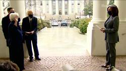 Yellen Sworn In as Treasury Secretary by Kamala Harris News Clip